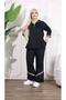Large Size Bottom-Top Set with Black Stripe and Zipper Detail - 2