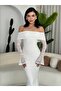 White Madonna Collar Lined Engagement Invitation Premium Lace Dress - 6