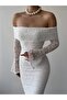 White Madonna Collar Lined Engagement Invitation Premium Lace Dress - 3