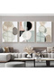 Hari̇kabi̇rev | Soft Beige-Cream Abstract Pattern Combination | Framed Glass Table 3 Pieces Vertical