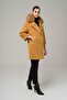 Removable Fur Embellishment and Pearl Detail Plush Coat Kamel 3959-Tk - 6