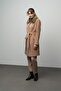 Detachable Collar Fur Plus Size Coat Kamel 3004 - 6