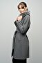 Detachable Collar Fur Coat Plus Size Gray 3004 - 5