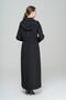 High Collar Detachable Hooded Garni Detailed Lined Long Trench Coat BLACK 4295 - 6