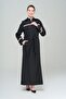 High Collar Detachable Hooded Garni Detailed Lined Long Trench Coat BLACK 4295 - 4