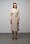 Epaulet and Cape Detailed Raglan Sleeve Double Breasted Leather Trench Coat Beige 6610 - 2