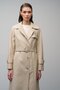 Yakada Zipper Detailed Belt Buckle Leather Trench Coat Bej 6609 - 2