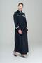 High Collar Detachable Hooded Garni Detailed Lined Long Trench Coat NAVY BLUE 4295