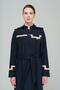 High Collar Detachable Hooded Garni Detailed Lined Long Trench Coat NAVY BLUE 4295 - 3