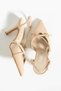 Andel Beige Patent Leather Pointed Toe Belt Detailed Heeled Women's Shoes - 3