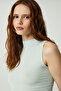 Monday Women's Stretchy Jersey Fabric Body Wrap Lightweight Stand Collar Mint Green Blouse - 4