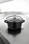 Enameled Black Frying Pot - Enameled Pot with Glass Lid - 2