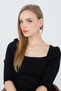 Women's Thin Exquisite Dangle Detailed Minimal Zircon Stone Earrings Trend Elegant Wedding Engagement Glittering - 4