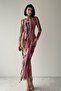 Women's Digital Printed Lined Tulle Fabric Drawstring Design Adjustable Length Dress 325 - 2
