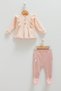 Girl's baby set 100% cotton with ruffle detail (1-3, 3-6 months with booties, 6-9, 9-12 months without booties)