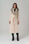 Detachable Fur Belted Long Coat Ecru 3804 - 3