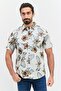 Men Regular Fit Floral Print Short Sleeve Casual Shirt, White Combo