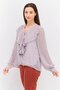 Women Tie Neck Long Sleeve Allover Print Blouse, White Combo - 2