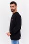 Men Crew Neck Graphic Print Long Sleeves Sweatshirt, Black - 3