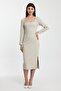 Slit Square Neck Dress (B23-00170)