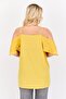 Women Square Neck Cold Shoulder Sleeve Plain Top, Sunset Yellow - 3