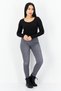 Women Ribbed Long Sleeve Bodysuit, Black - 4
