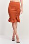 Women Plaid Basic Mini Skirt, Rust