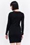 Women Ribbed Mini Dress, Black - 3