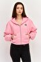 Women Hooded Embroidered Logo Long Sleeves Sweatshirt, Pink