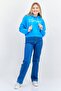 Women Graphic Print Long Sleeves Hoodies, Blue - 4