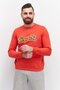 Men Crew Neck Long Sleeve Brand Logo Sweatshirt, Red