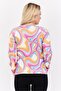 Design Women Round Neck Long Sleeve Abstract Print Top, Multicolor - 3