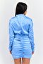 Women Ruched Mini Dress, Blue - 4