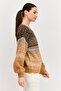 Women Crew Neck Long Sleeves Knitted Sweater, Multicolor - 4