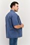 Men Regular Fit Short Sleeves Embroidered Logo Casual Shirt, Slate Blue - 3