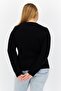 Women Crew Neck Embroidered Logo Knitted Sweater, Black - 2