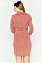 Women Textured Midi Sweater Dress, Brown Heather - 2