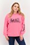 Women Crew Neck Embroidered Sweatshirt, Pink