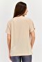 Women Relaxed Fit Short Sleeves Training T-shirt, Beige - 3