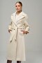 Low Sleeve Oversize Coat with Snap Snap Closure Sleeve Placket EKRU 3933 - 3