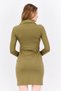 Women Spread Collar Long Sleeves Textured Mini Dress, Sage Green - 3