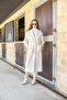 Low Sleeve Oversize Coat with Snap Snap Closure Sleeve Placket EKRU 3933