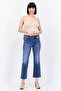 Women Washed Stretchable Wide Leg Denim Jeans, Blue - 4