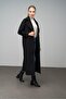 Reglan Sleeve Snap Closure Maxi Coat Black 3063-Y
