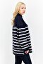 Women High Neck Long Sleeve Stripe Sweater, White - 3