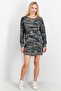 Women Camouflage Long Sleeves Sweatshirt Dress, Grey - 3