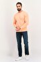 Men Crew Neck Solid Long Sleeves Sweatshirt, Orange - 4