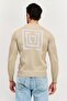 Men Crew Neck Brand Logo Long Sleeve Sweatshirt, Beige - 4