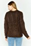 Women V-Neck Crochet Cardigan, Brown - 2