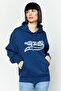 Women Hooded Brand Logo Long Sleeves Sweatshirt, Navy Blue